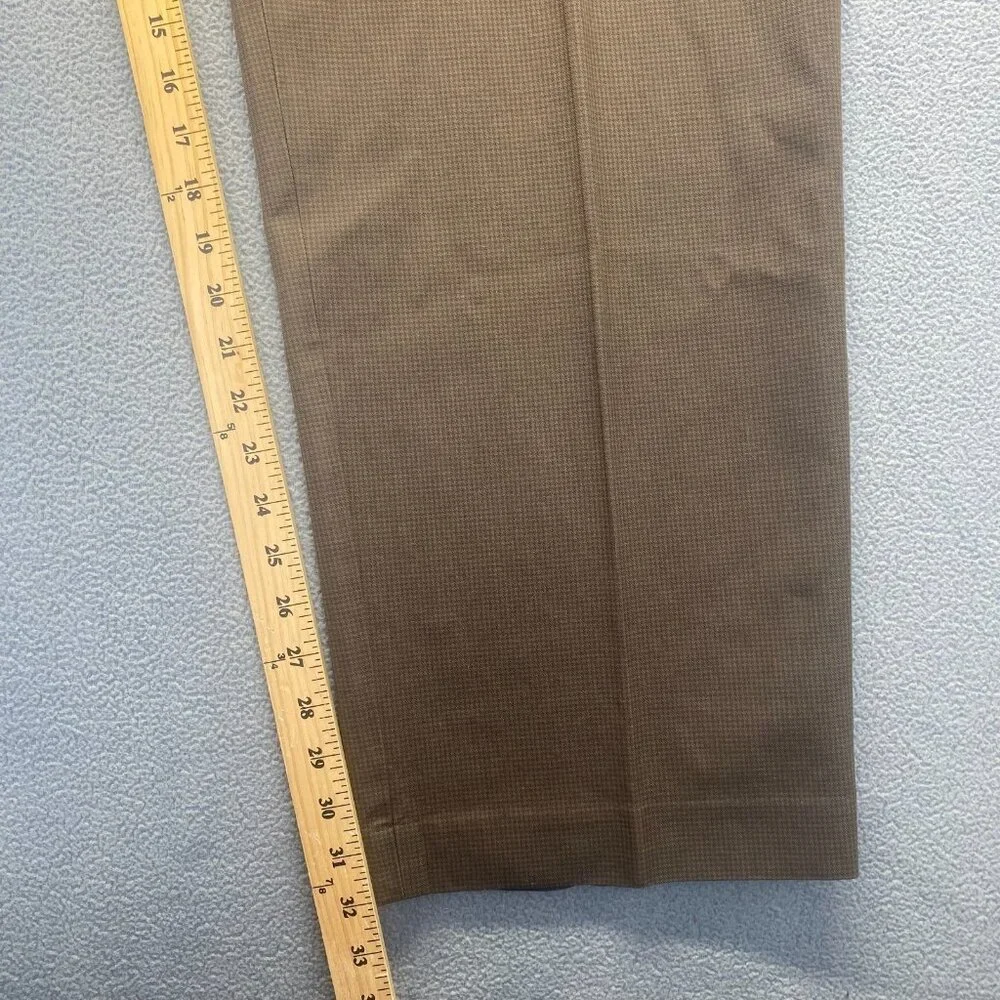 Eddie Bauer Brown Dress Pants Men's Size 38X32 Relaxed Fit,Flat Front,100% Cotto